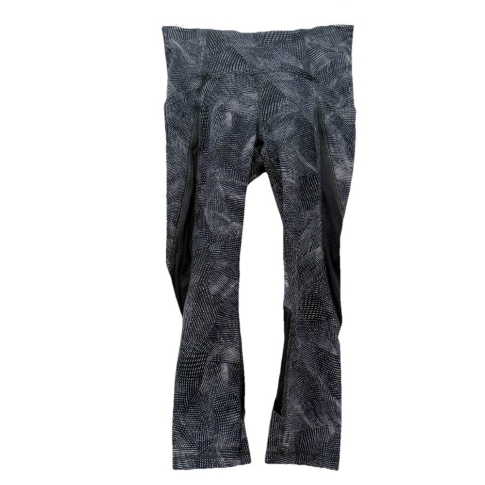 LULULEMON Run Off Route Mid Rise 21” Crop in Velocity Mesh Island Mist Black 4